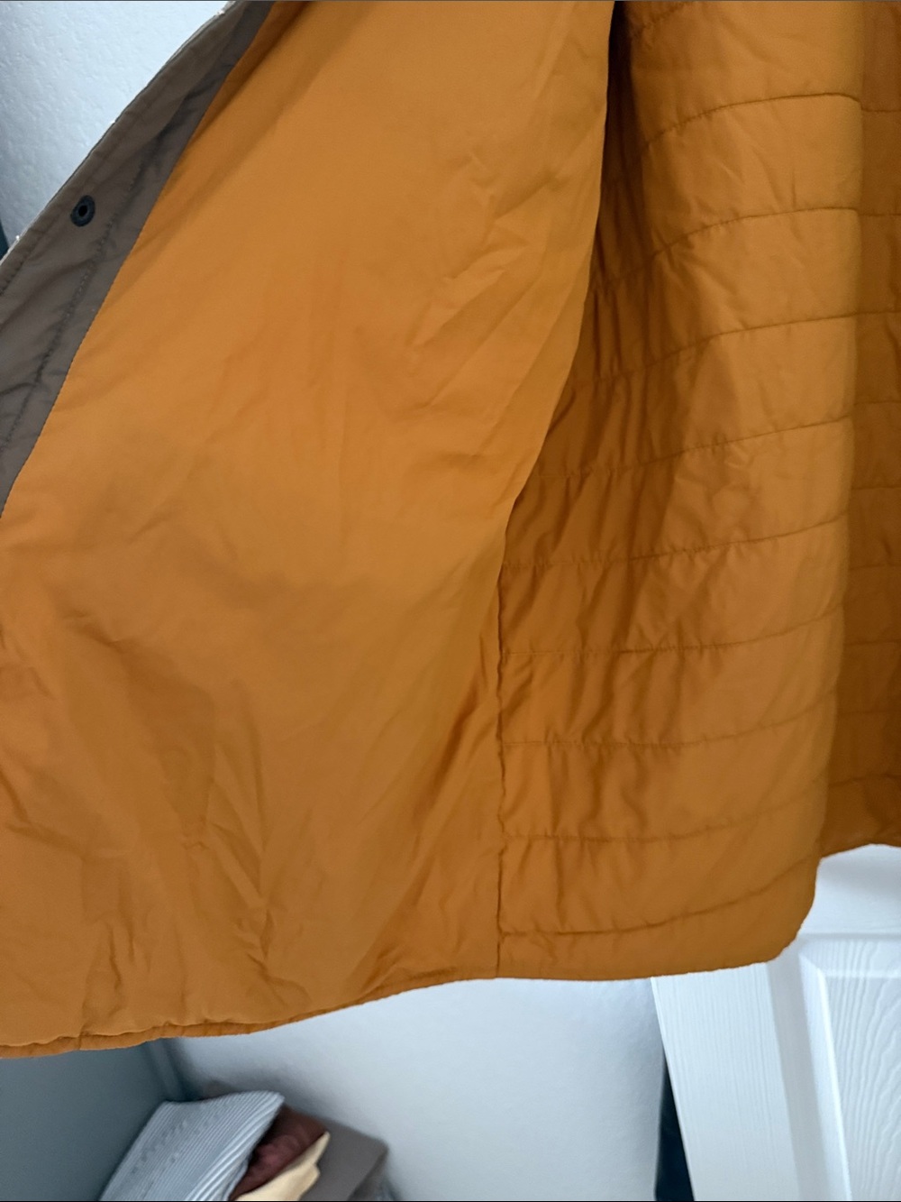 Faherty Quilted Button-Front Jacket in Tan - Picture 6 of 7